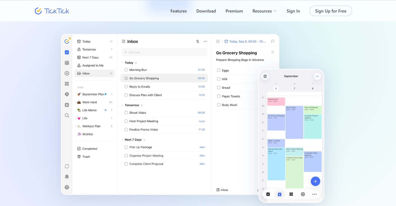 TickTick screenshot
