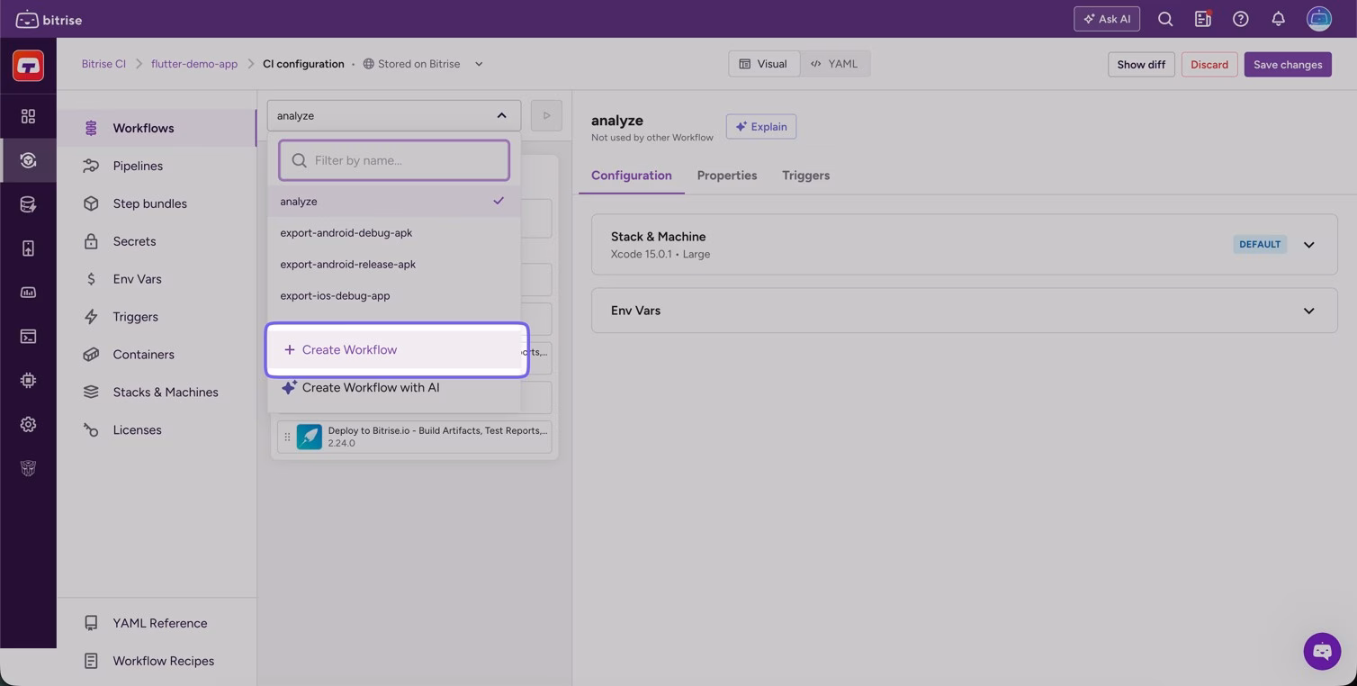 Bitrise screenshot