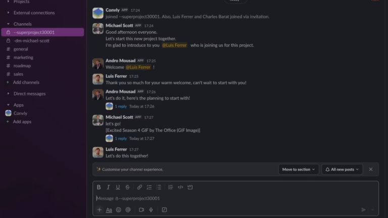 convly group chat and replies in Slack, official demo