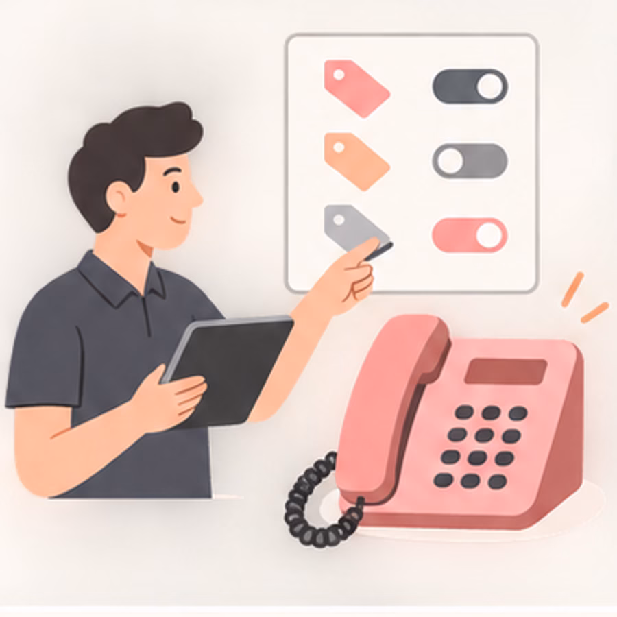 Technician checking call tracking settings