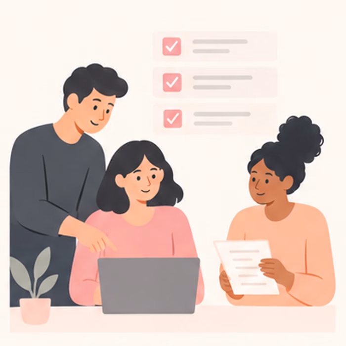 Project team checking tasks and progress